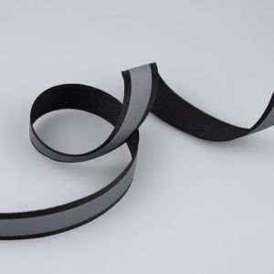 Репсовая тесьма с отражателем 20 мм / Черный