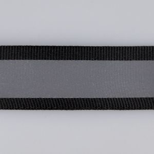 Репсовая тесьма с отражателем 25 мм / Черный