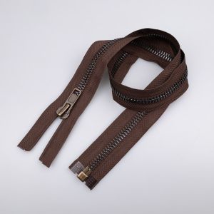 Разъёмная металлическая молния M8 65 см /  Kоричневaя-OX