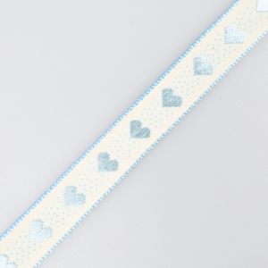 Декоративная лента СЕРДЦЕ 15 мм / Желтая- Голубая