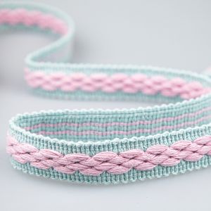 Сумочная лента 22 мм / Цвет шалфея/Розовый