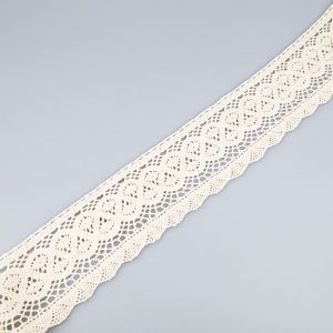Хлопчатобумажное кружево 65 мм / Сливочный