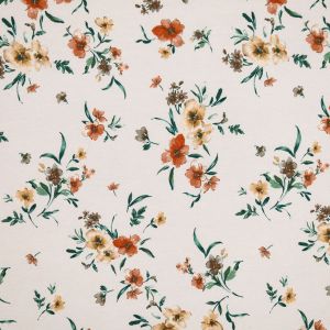 Пёстрая ткань для свитшотов Диджитал цветы / Белый