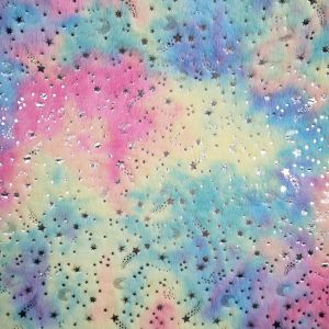 Искусственный мех с тиснением фольгой / Единорог