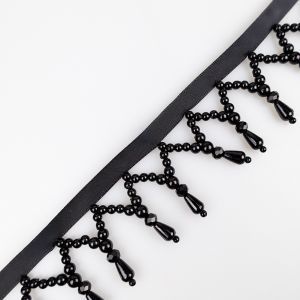 Декоративная лента с жемчугом 50 мм / Чернaя