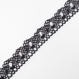 Хлопчато-бумажное кружево 25 мм / Черный