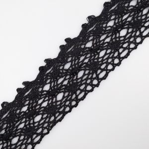 Хлопчато-бумажное кружево 55 мм / Черный