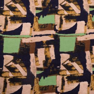 Пестрая льняная ткань с добавлением хлопка Abstract / 3еленaя