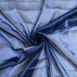 Нежный прозрачный искусственный шёлк с приклеенными декоративными стразами.