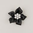 Цветок из ленточек с жемчугом 37 мм / Черный